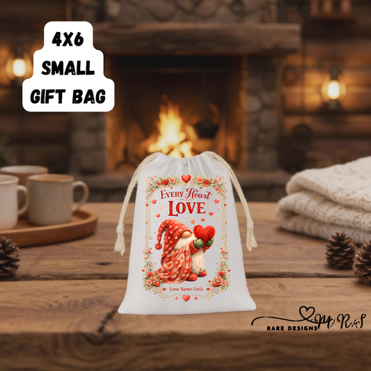 Love Collection 4x6 Small Gift Bags – Reusable Valentine Drawstring Pouches (3 Designs)
