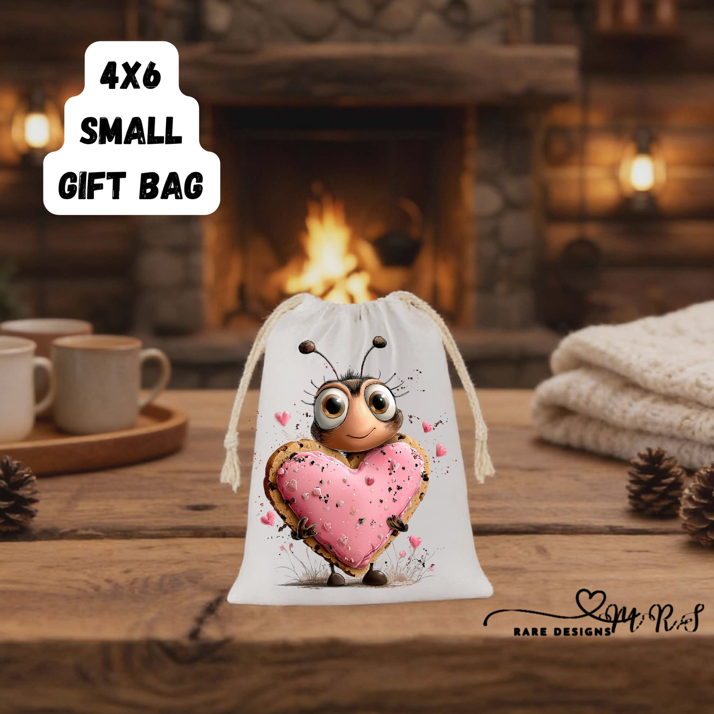 Bee Love Collection – Cute Valentine’s 4x6 Small Gift Bags by Rare Designs