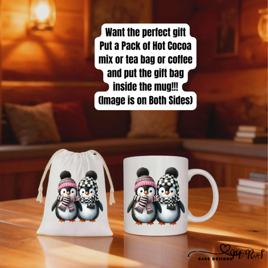 Winter Penguin Mug & Gift Bag Set – Cozy Cocoa, Coffee & Tea Gift Bundle (Multiple Colors