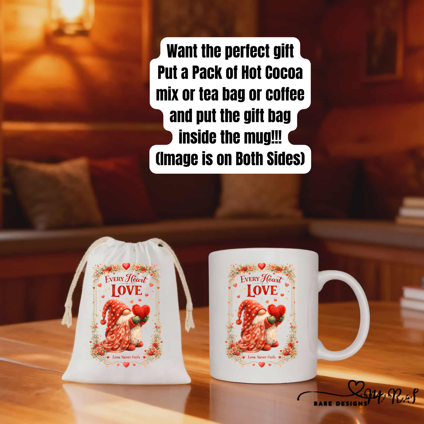 Love & Cocoa Mug Gift Collection – Ceramic Coffee Mug with Matching Gift Bag(3 designs)