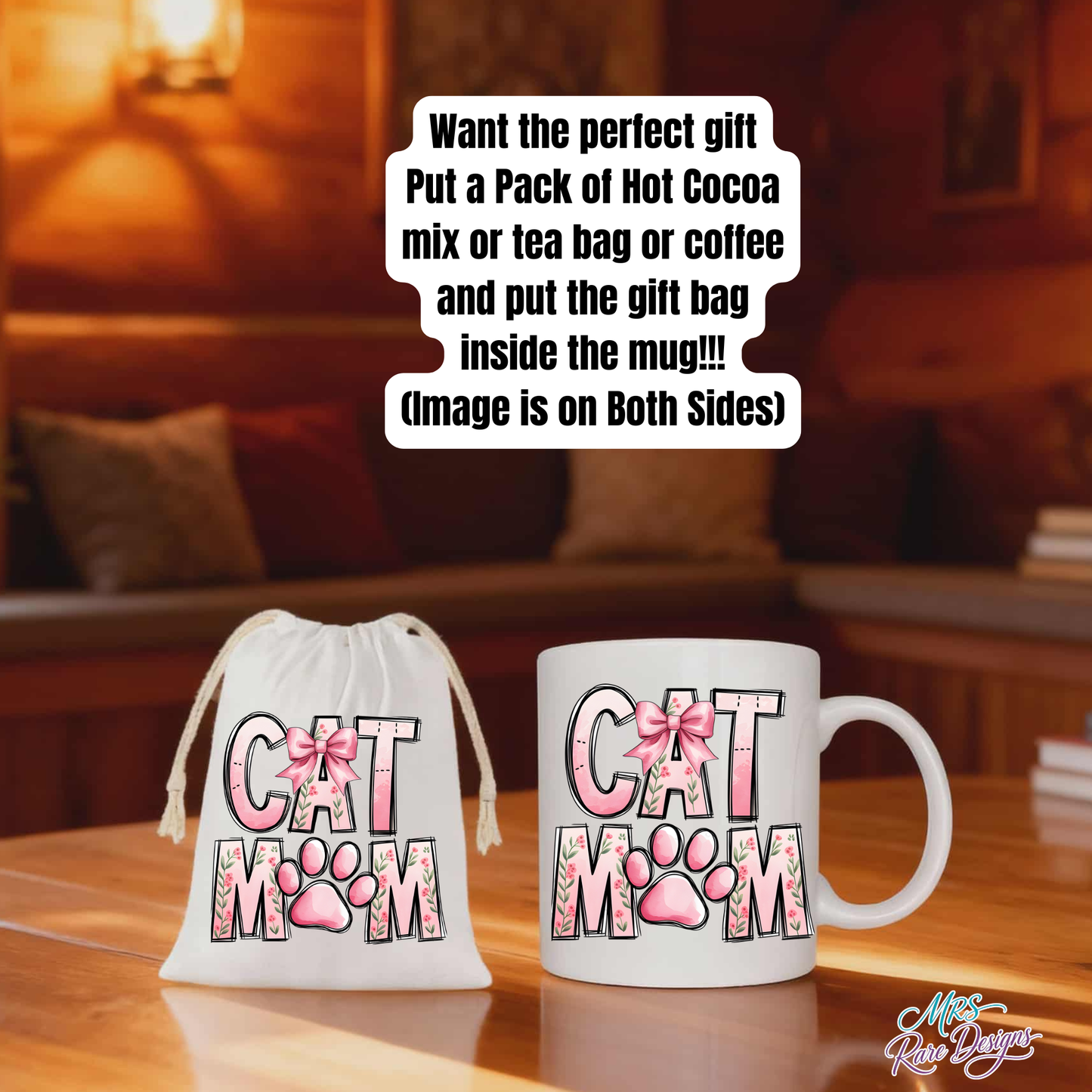 Cat Mom Mug & Small Gift Bag Set – Perfect Gift for Proud Cat Lovers