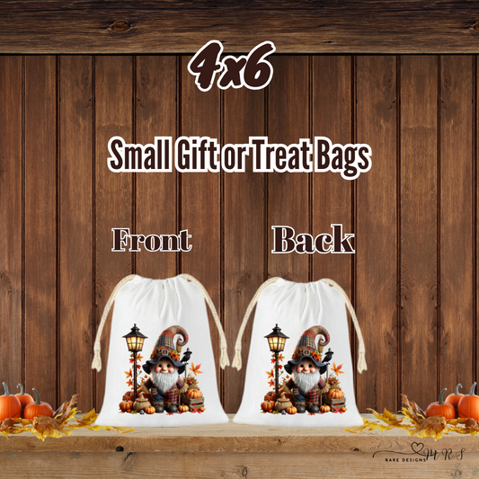 Autumn Gnome & Scarecrow Gift and Treat Bags – 4x6 Drawstring