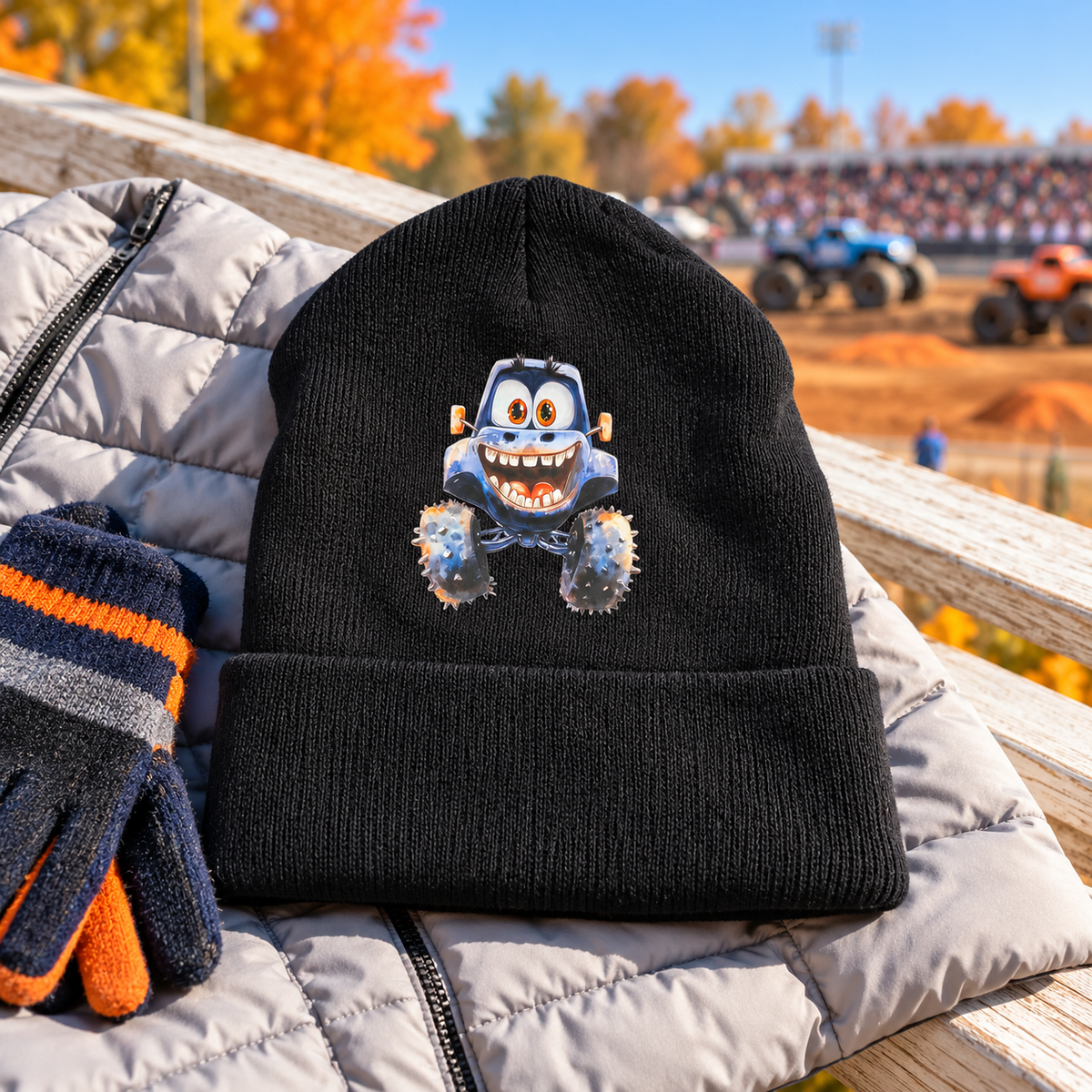Big Wheels, Cozy Vibes — Monster Truck Beanie