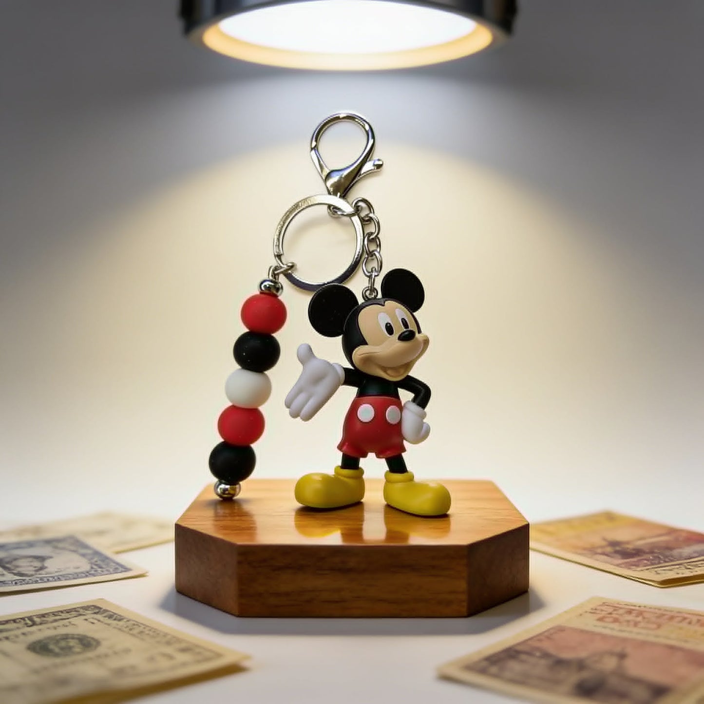 Classic Mickey Beaded Bag Charm Keychain