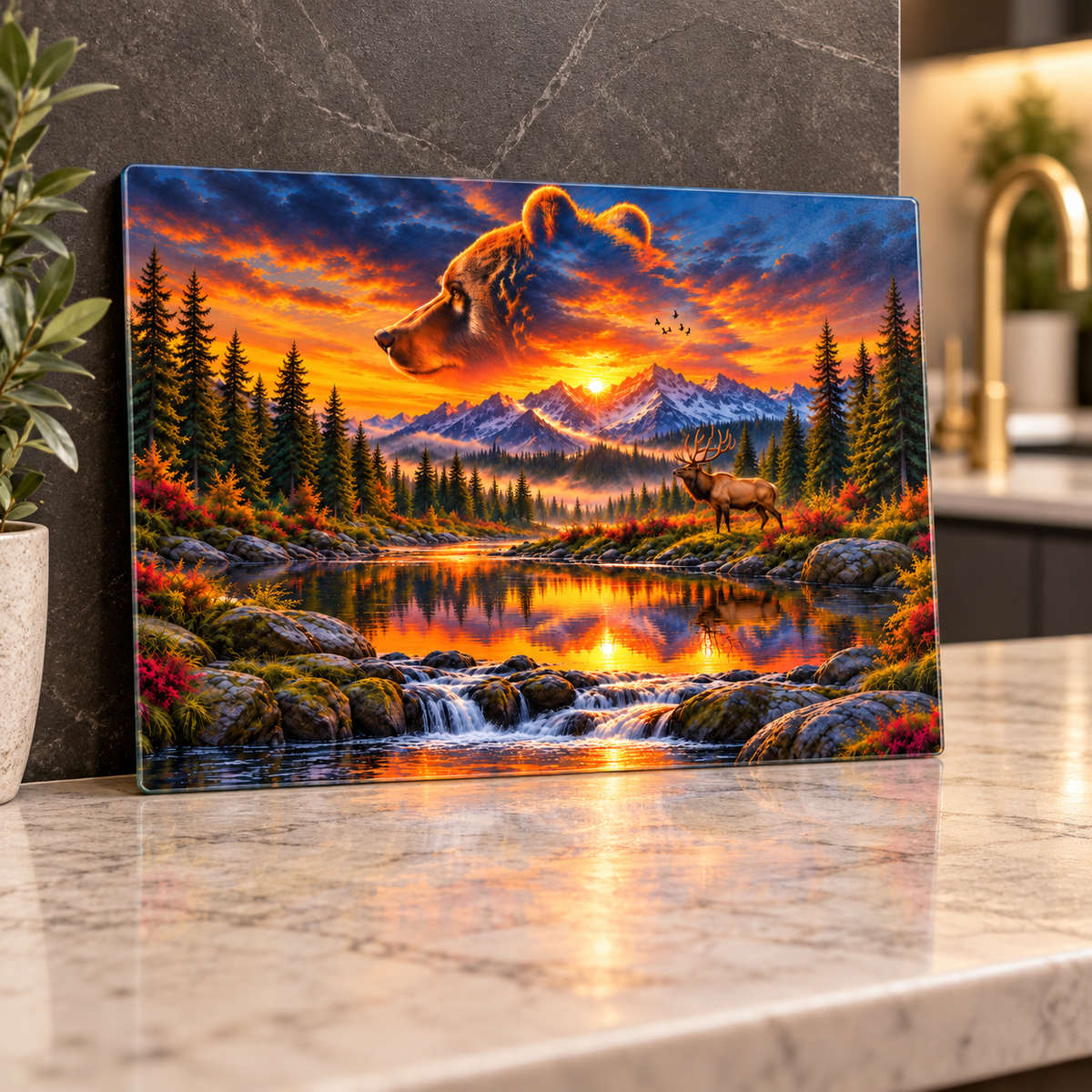 Bear Valley Sunset 11 × 7.87-Inch Glass Cutting Board