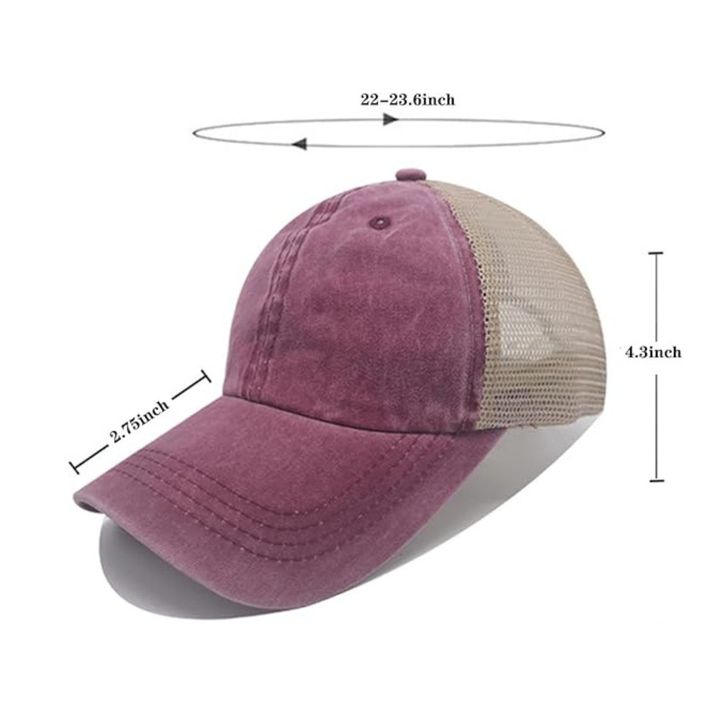 Rose Vintage Washed Distressed Butterfly Floral Baseball Cap – 80% Polyester, 20% Cotton Trucker Hat with DTF Patch