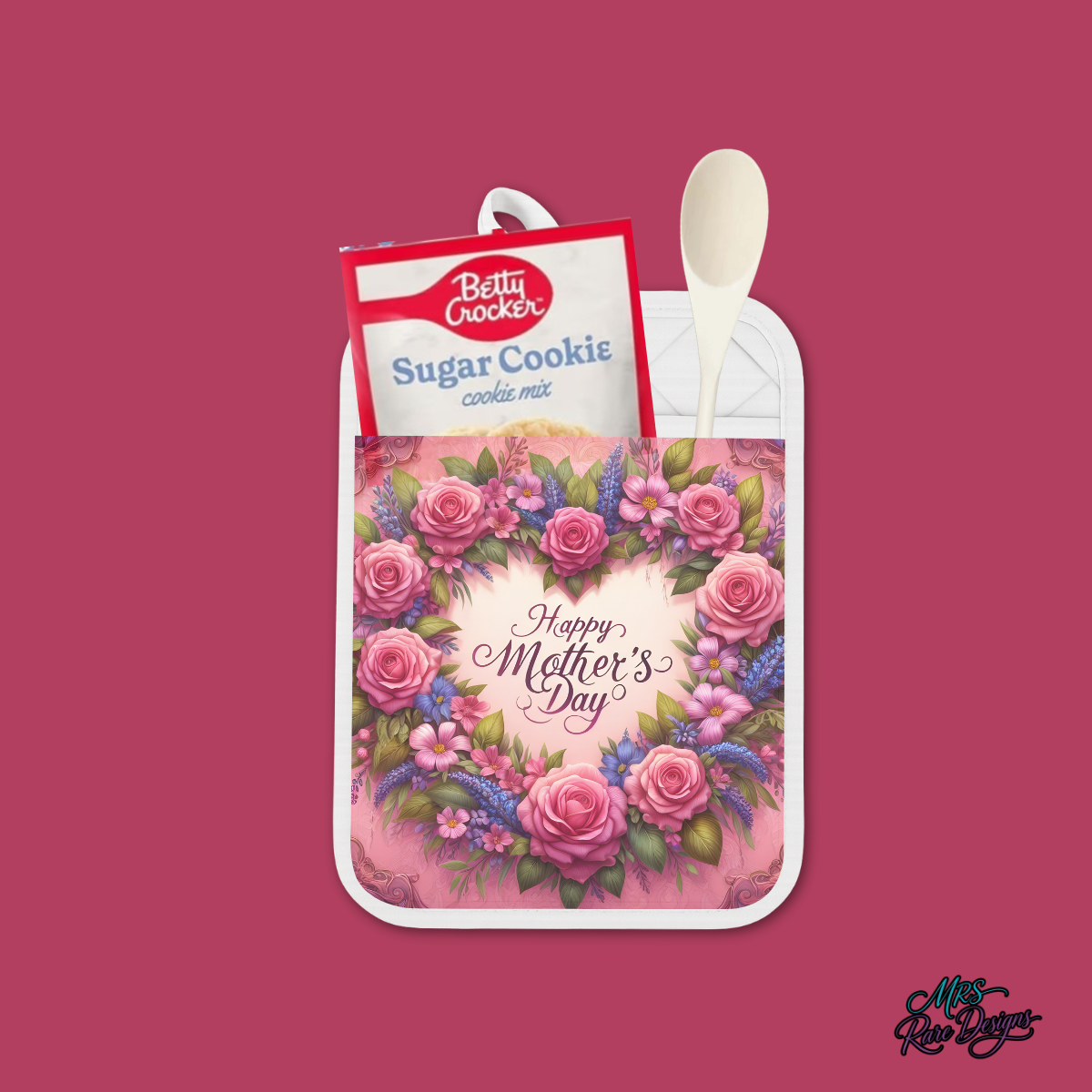 Happy Mother’s Day Floral Kitchen Gift Set – Pocket Oven Mitt Gift Set & Charcuterie Board