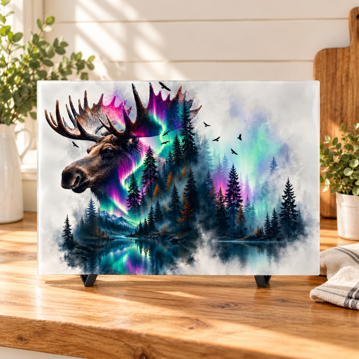 Northern Majesty Moose Glass Cutting Board