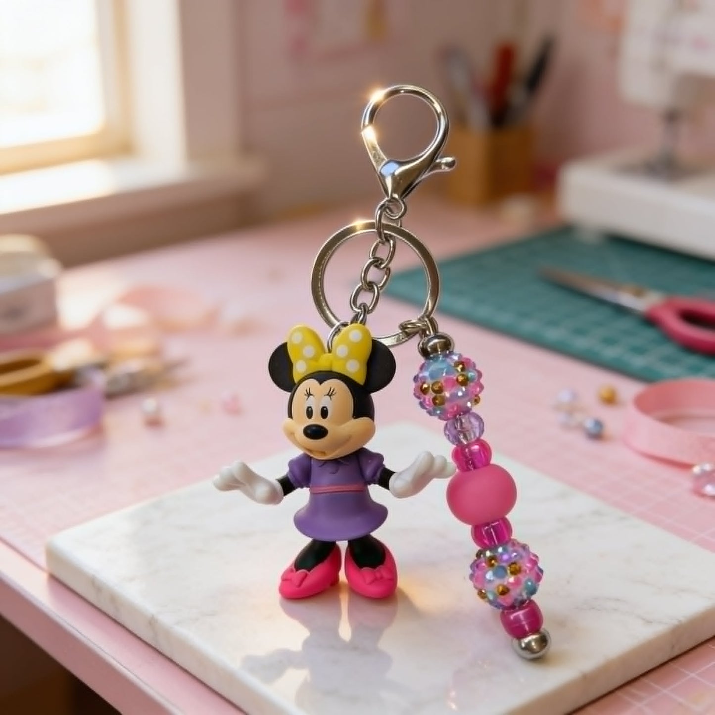 Lavender Sparkle Minnie Beaded Bag Charm