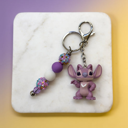 Galaxy Angel Sparkle Beaded Keychain