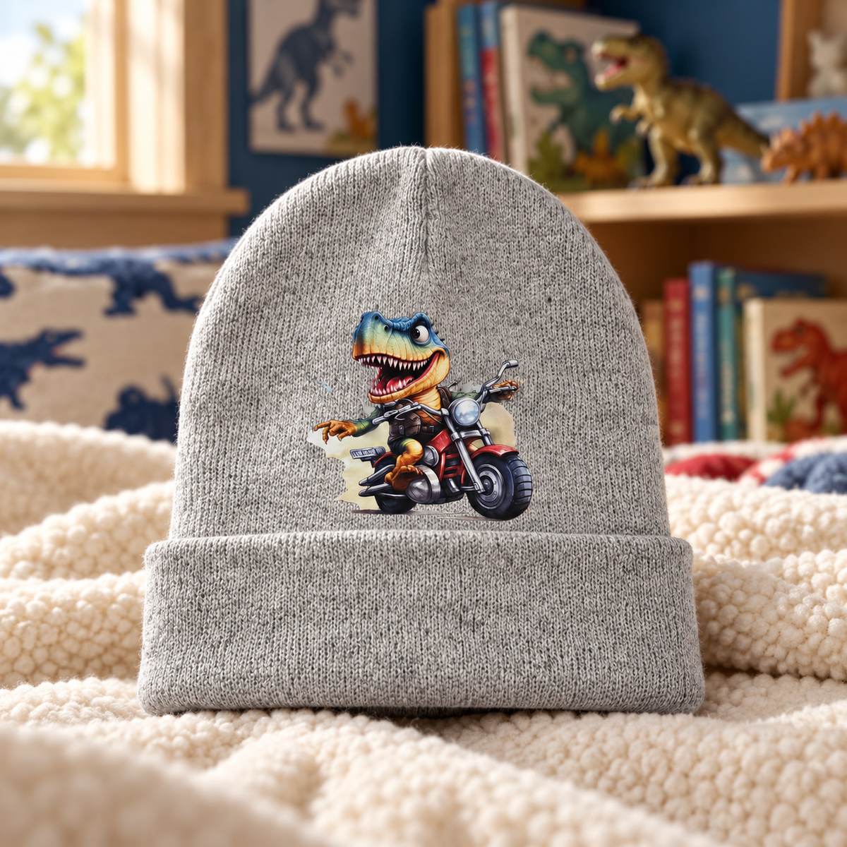 Roar & Ride — Dino Biker Beanie