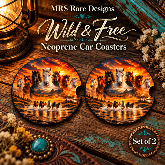 Wild & Free Neoprene Car Coasters (Set of 2)