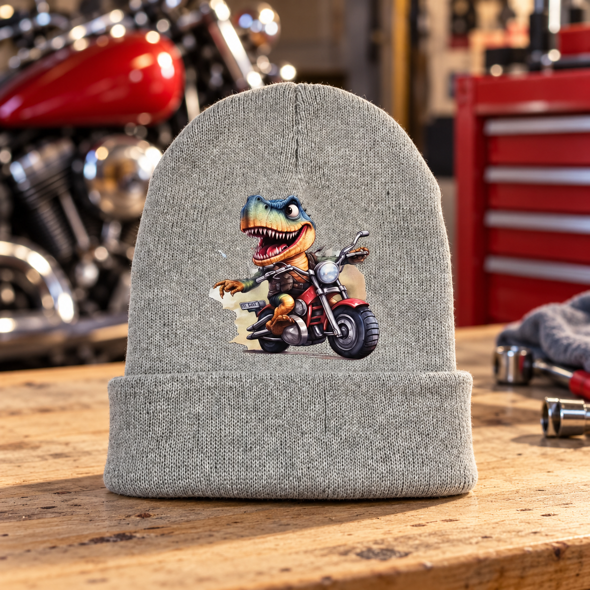 Roar & Ride — Dino Biker Beanie