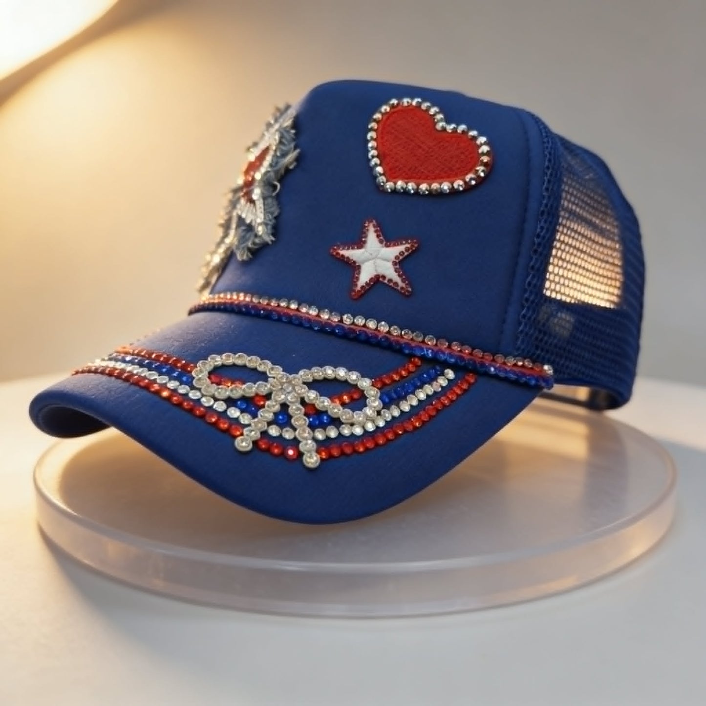 "Liberty Belle Rhinestone Glam Trucker Hat"