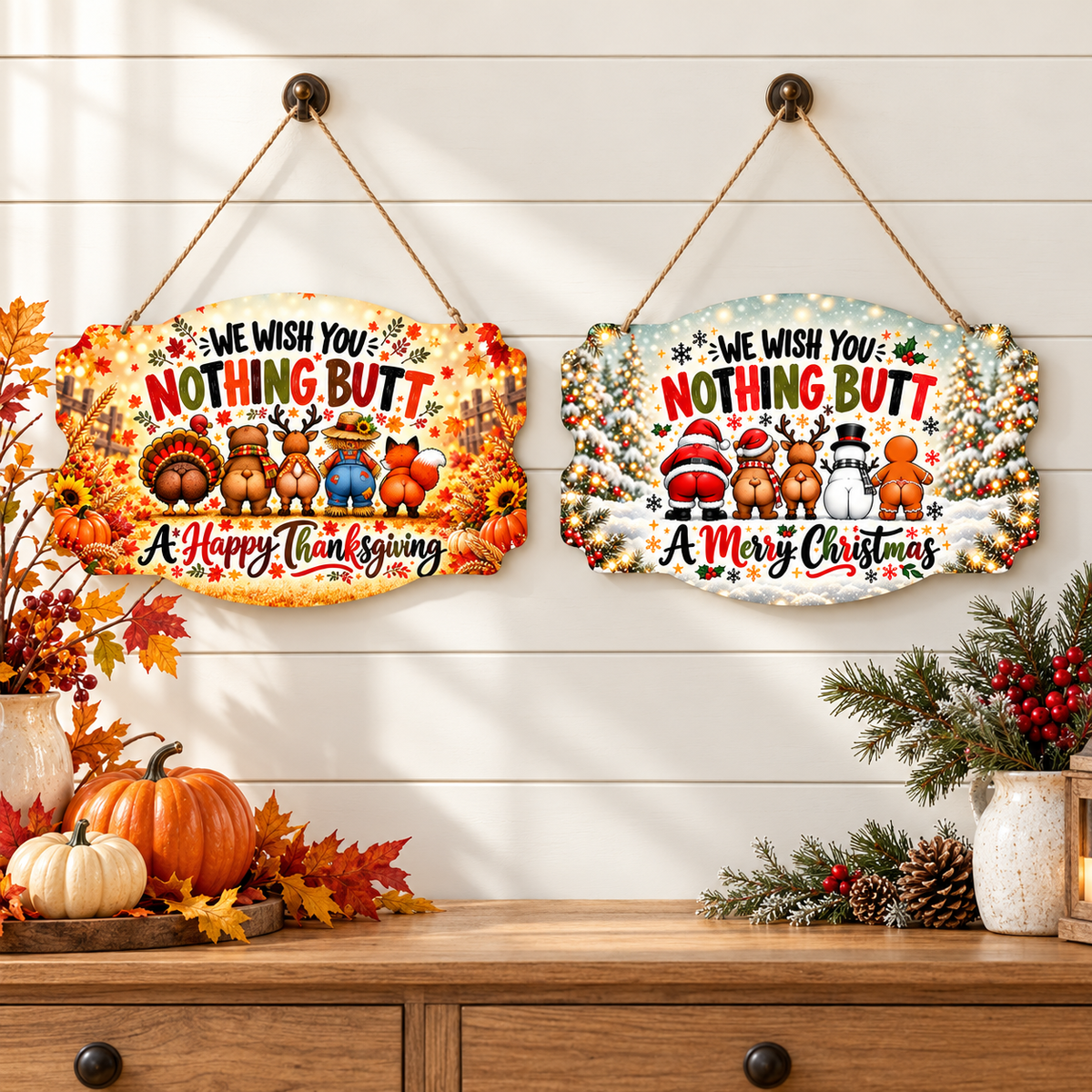 MRS Rare Designs Fall and Winter Animal Butts Seasonal Sign