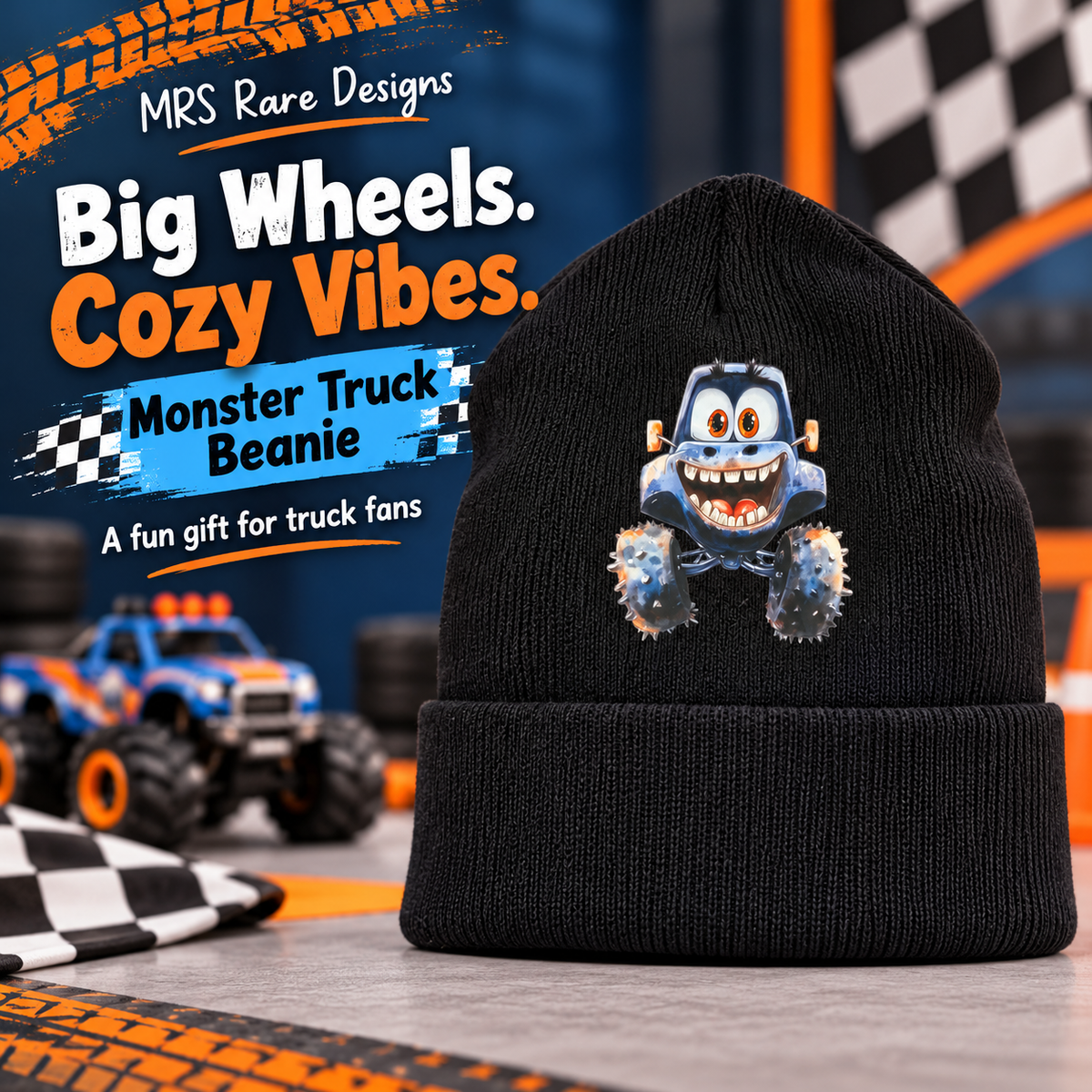 Big Wheels, Cozy Vibes — Monster Truck Beanie