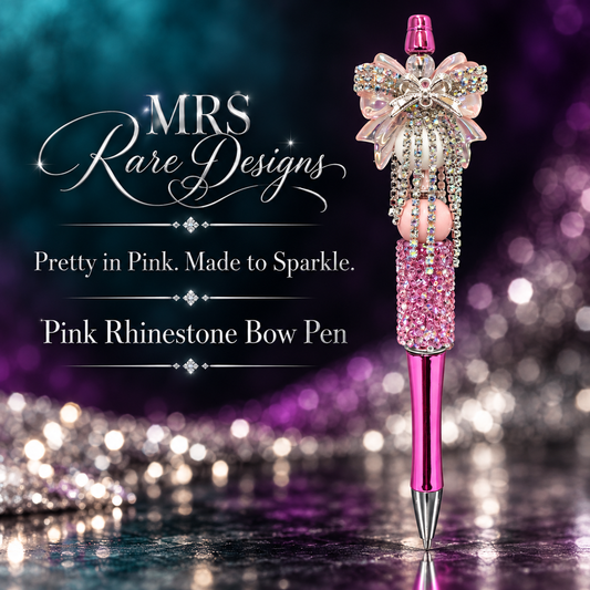 Blush & Bling Pink Rhinestone Bow Pen