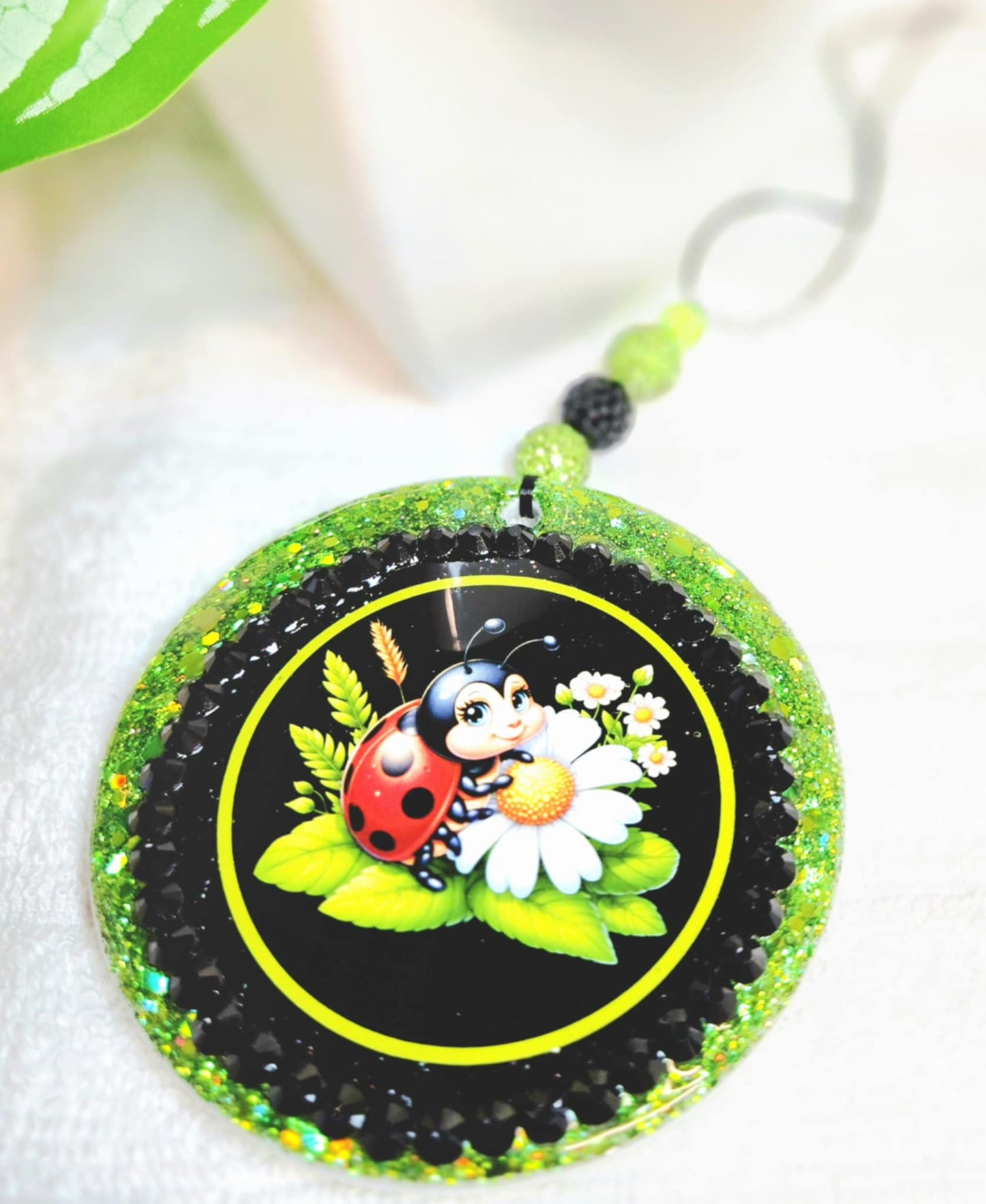 Ladybug Blossoms Car Charm & Clip Set
