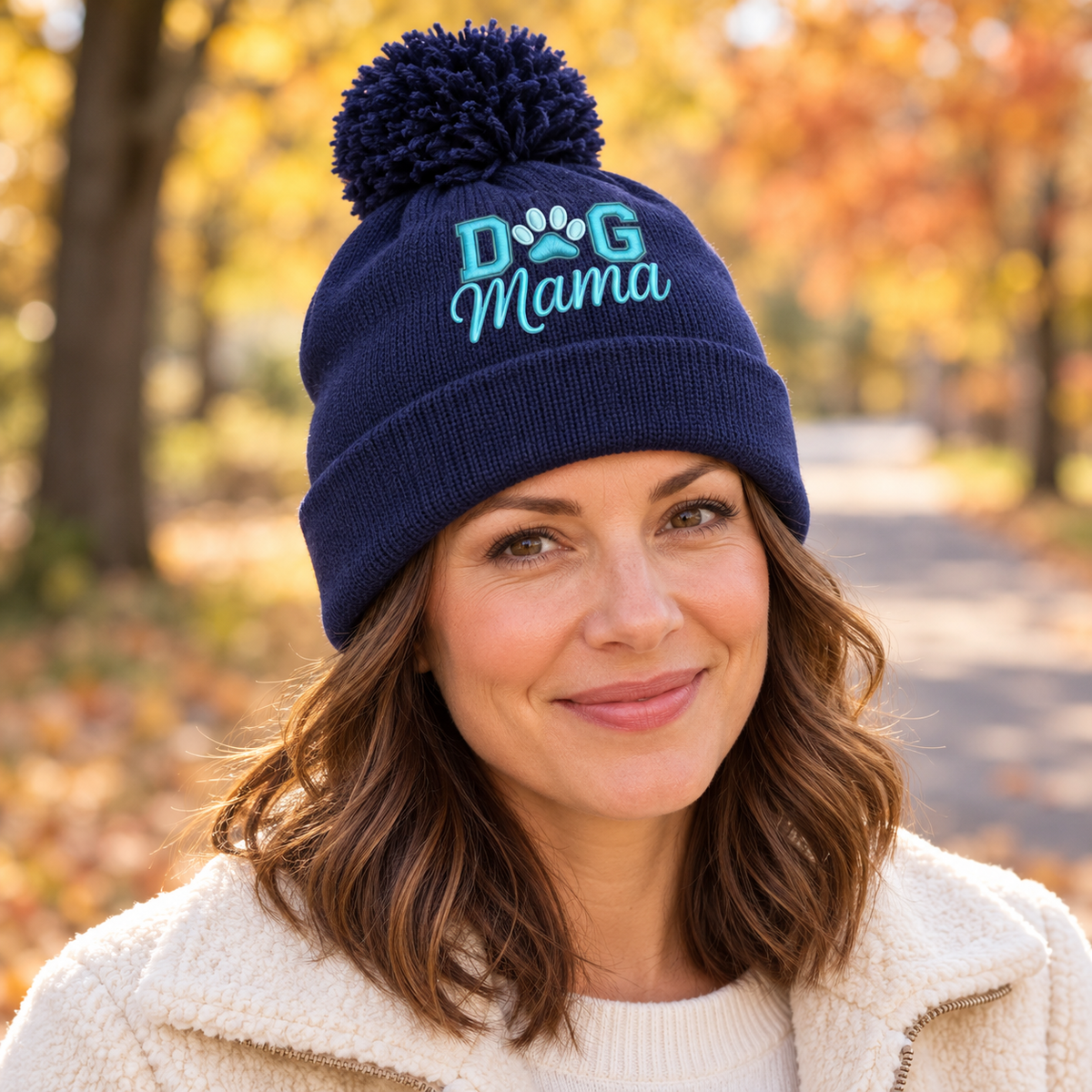Cold Walks, Warm Hearts Dog Mama Pom-Pom Beanie