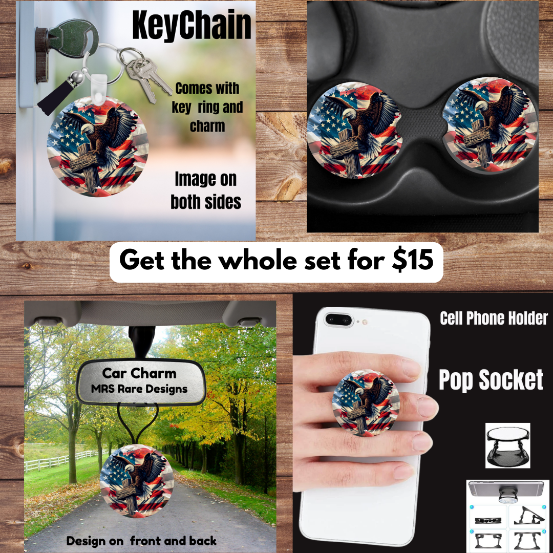 Patriotic Eagle Auto & Accessory Gift Set – 4 Piece Bundle