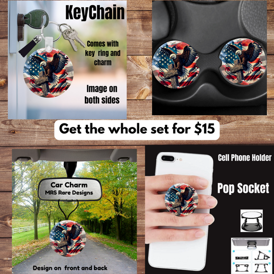 Patriotic Eagle Auto & Accessory Gift Set – 4 Piece Bundle