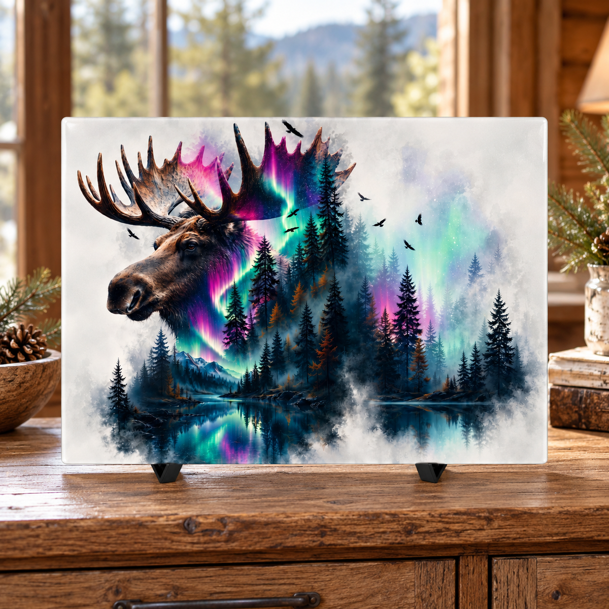 Northern Majesty Moose Glass Cutting Board