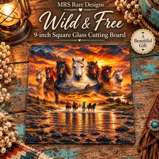 Wild & Free 9-inch Square Glass Cutting Board