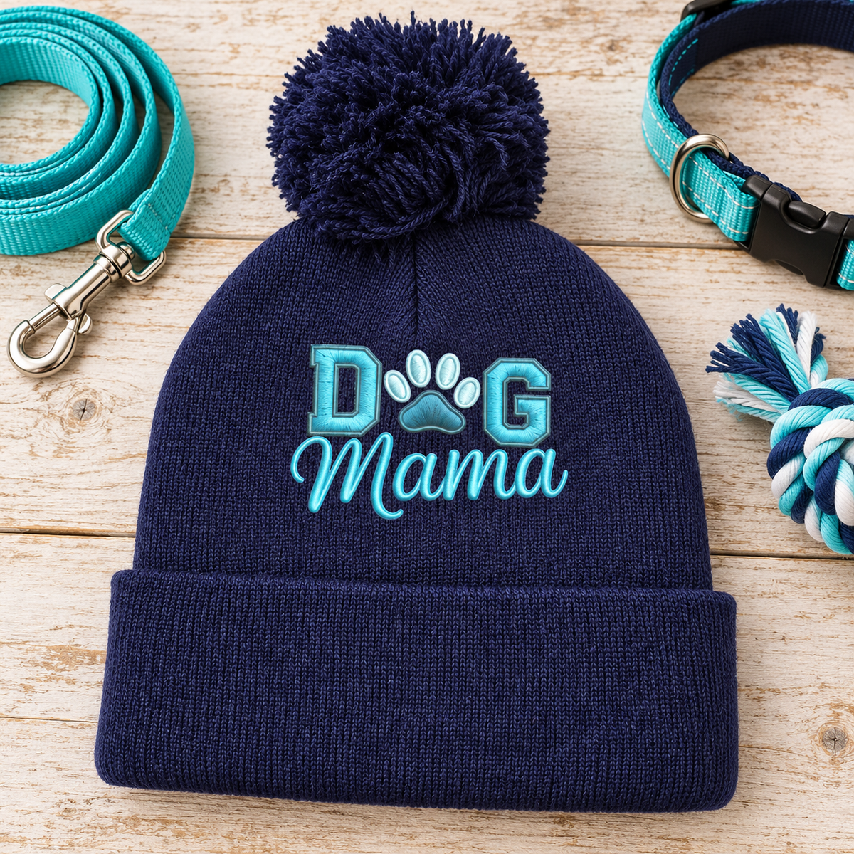 Cold Walks, Warm Hearts Dog Mama Pom-Pom Beanie