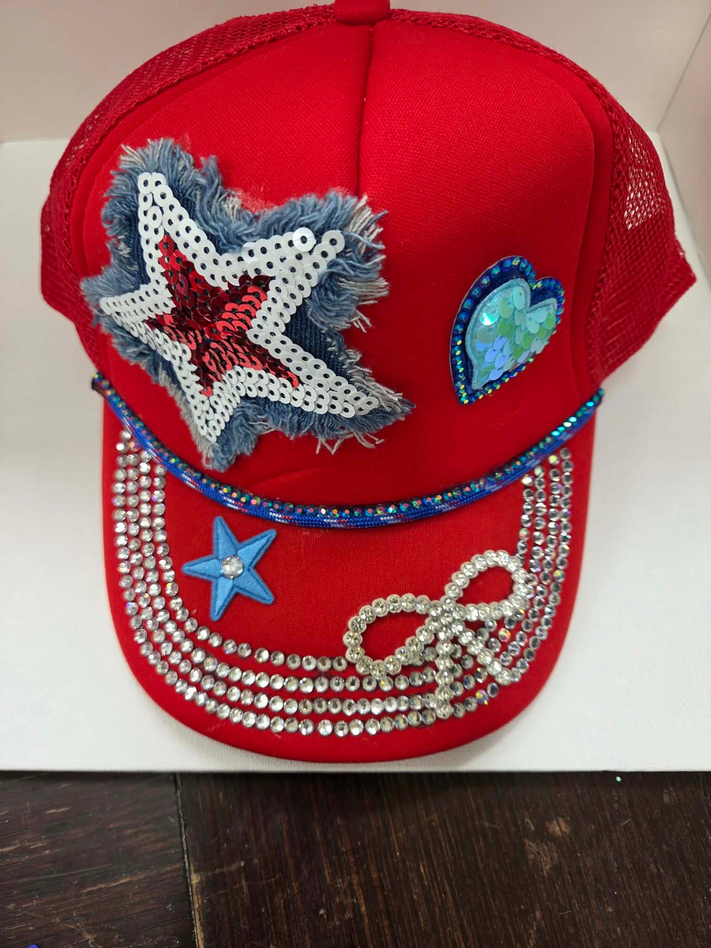 "Lil' Firecracker Rhinestone Glam Kids Trucker Hat"