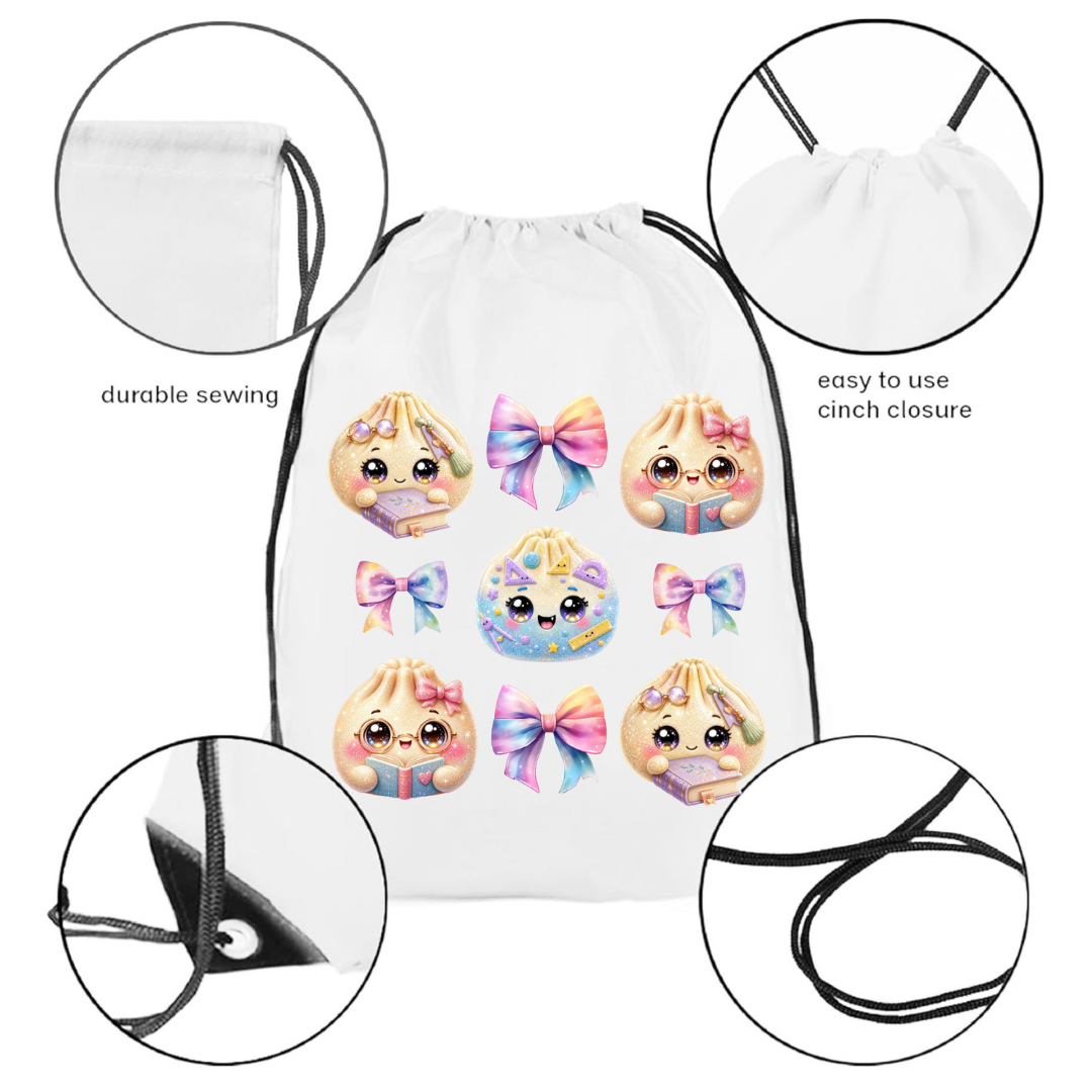 "Storytime Buns & Bows" Drawstring Backpack