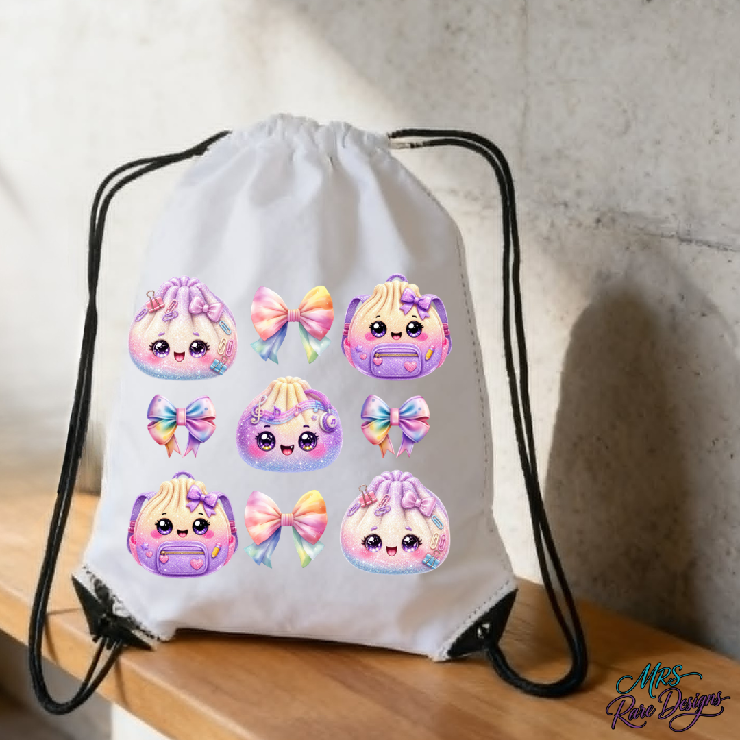 "Sweetie Bows & Buns" Drawstring Backpack
