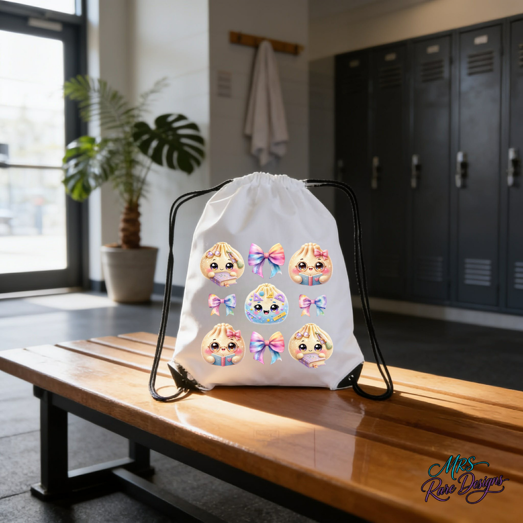 "Storytime Buns & Bows" Drawstring Backpack