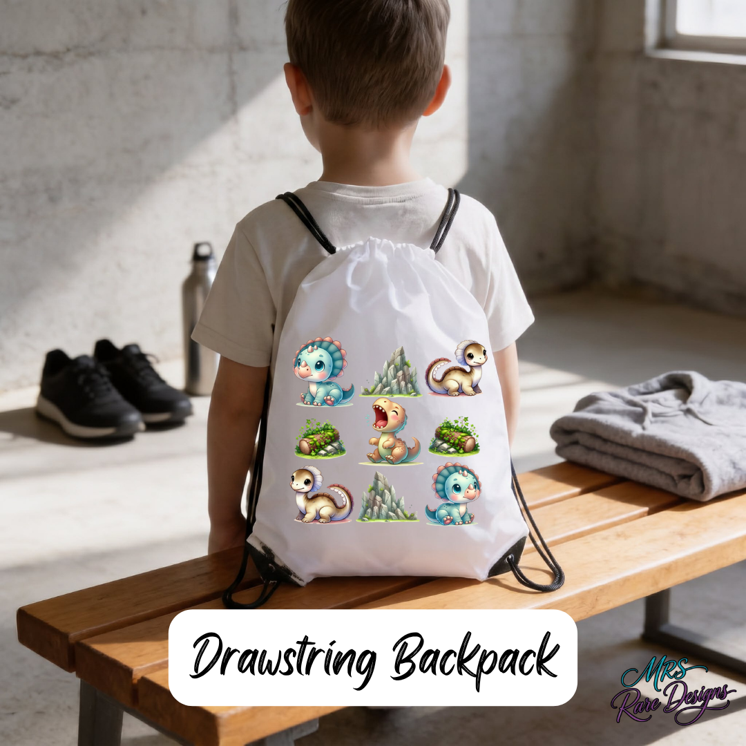 Roaring Dino Crew Kids Drawstring Cinch Backpack