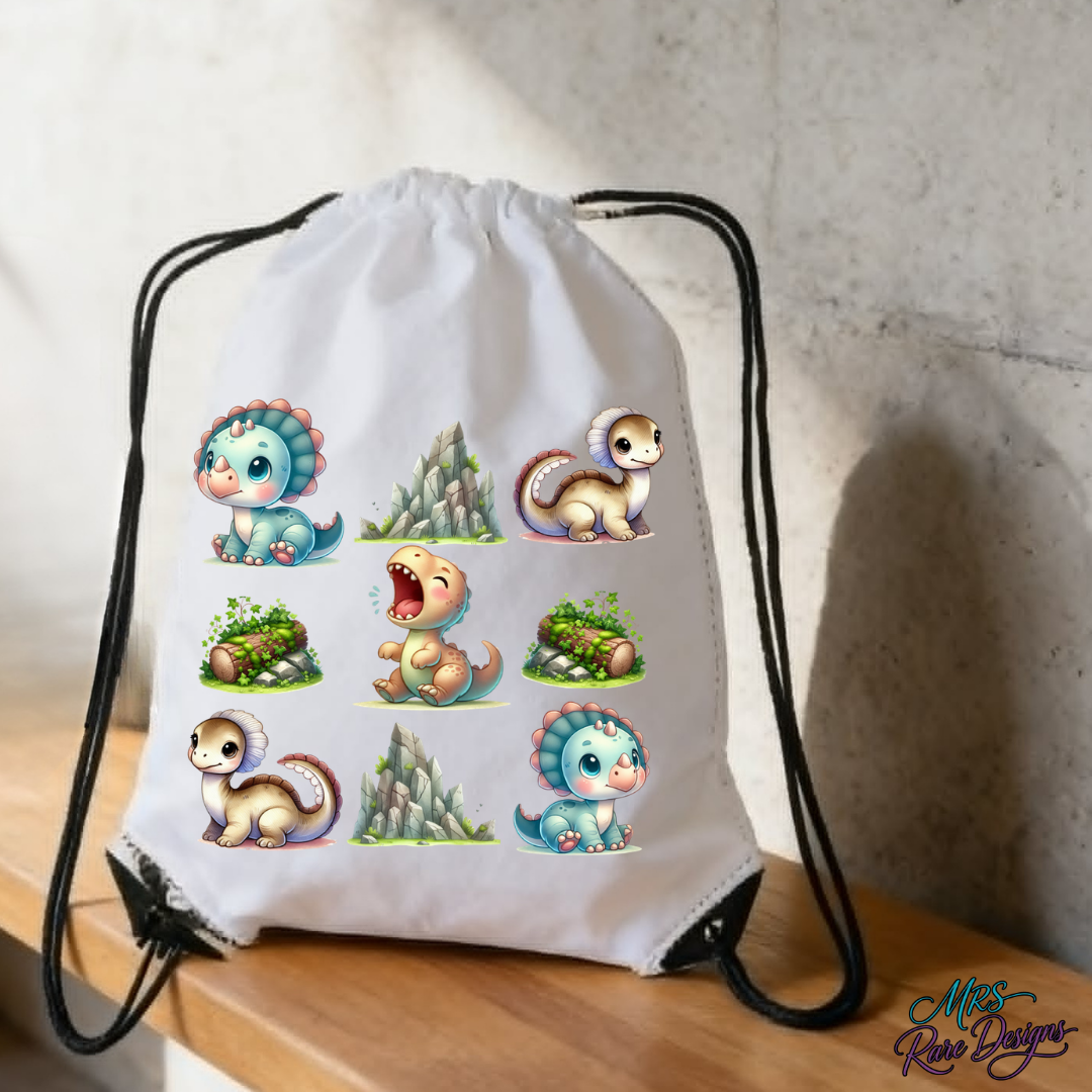 Roaring Dino Crew Kids Drawstring Cinch Backpack
