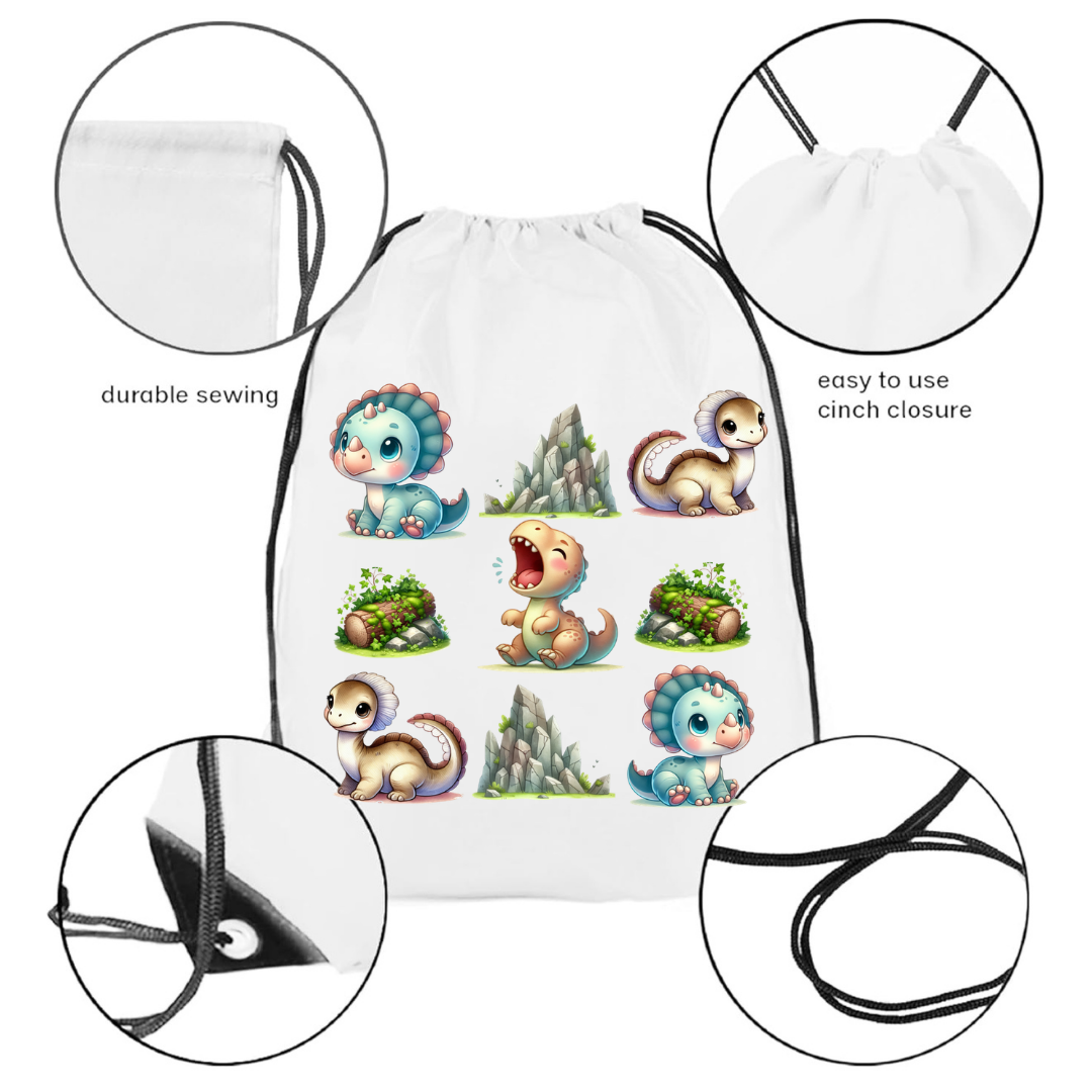 Roaring Dino Crew Kids Drawstring Cinch Backpack