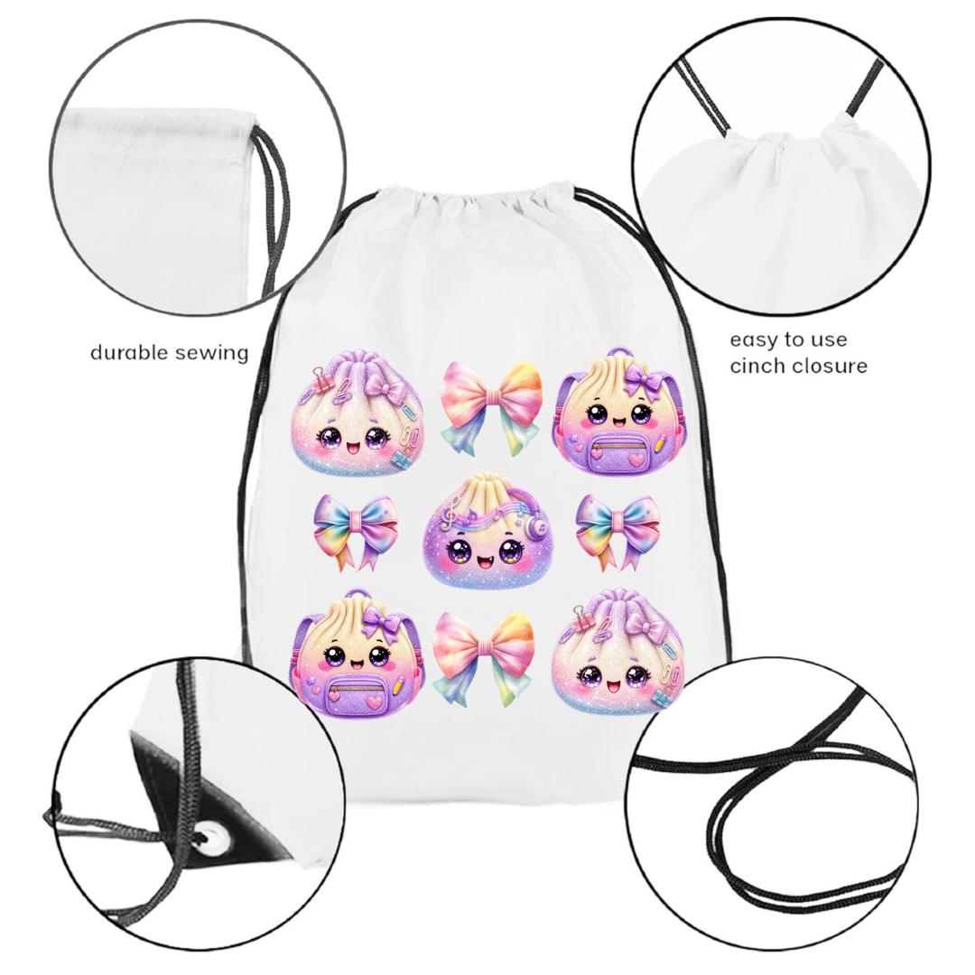"Sweetie Bows & Buns" Drawstring Backpack