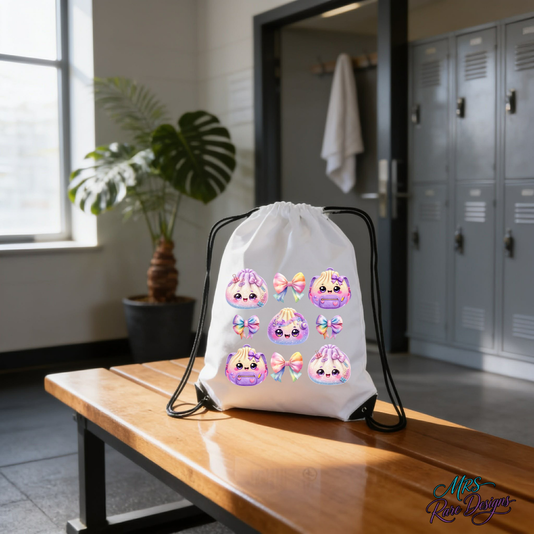 "Sweetie Bows & Buns" Drawstring Backpack