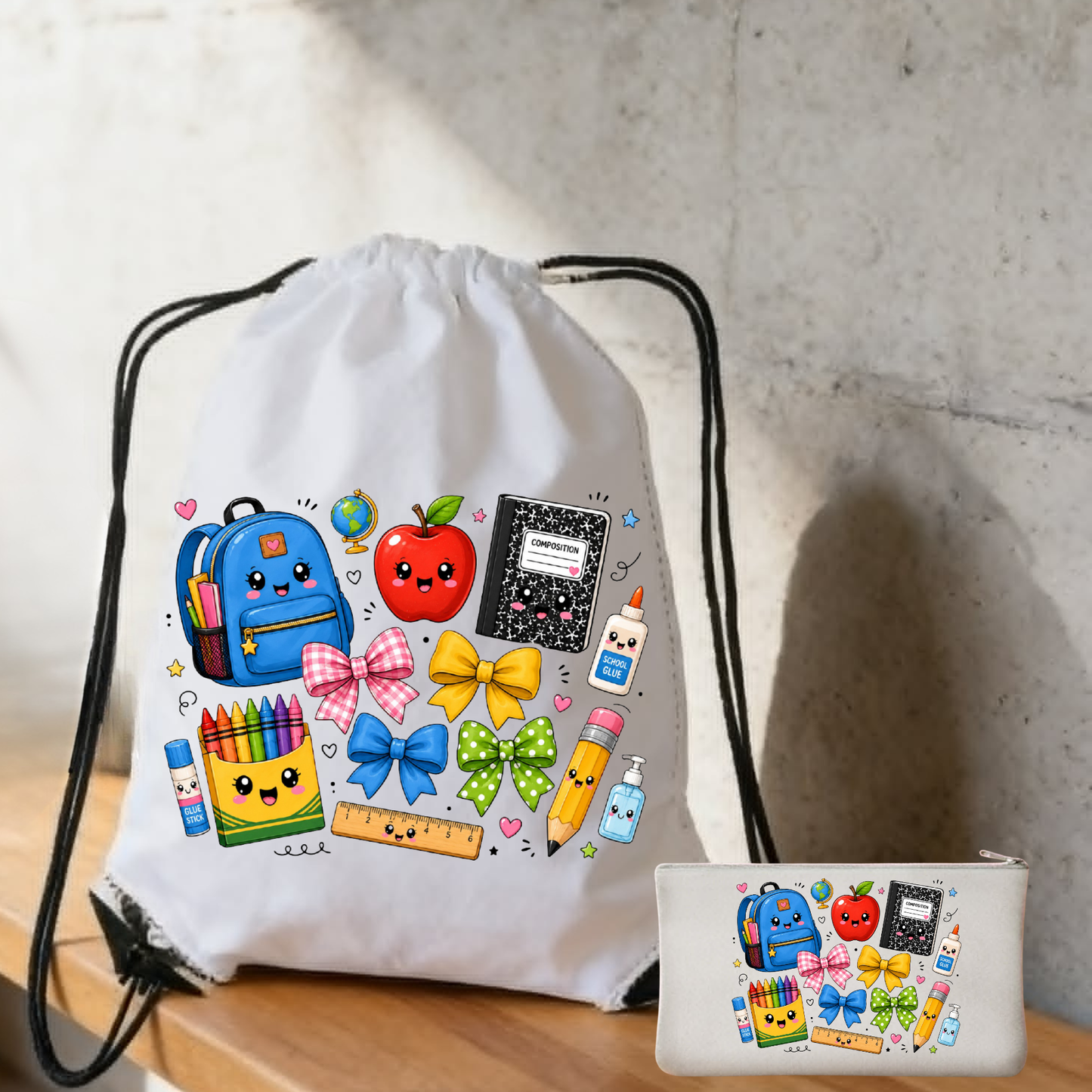 SmartyPants Back-to-School Duo: Drawstring Backpack & Pencil Pouch Set