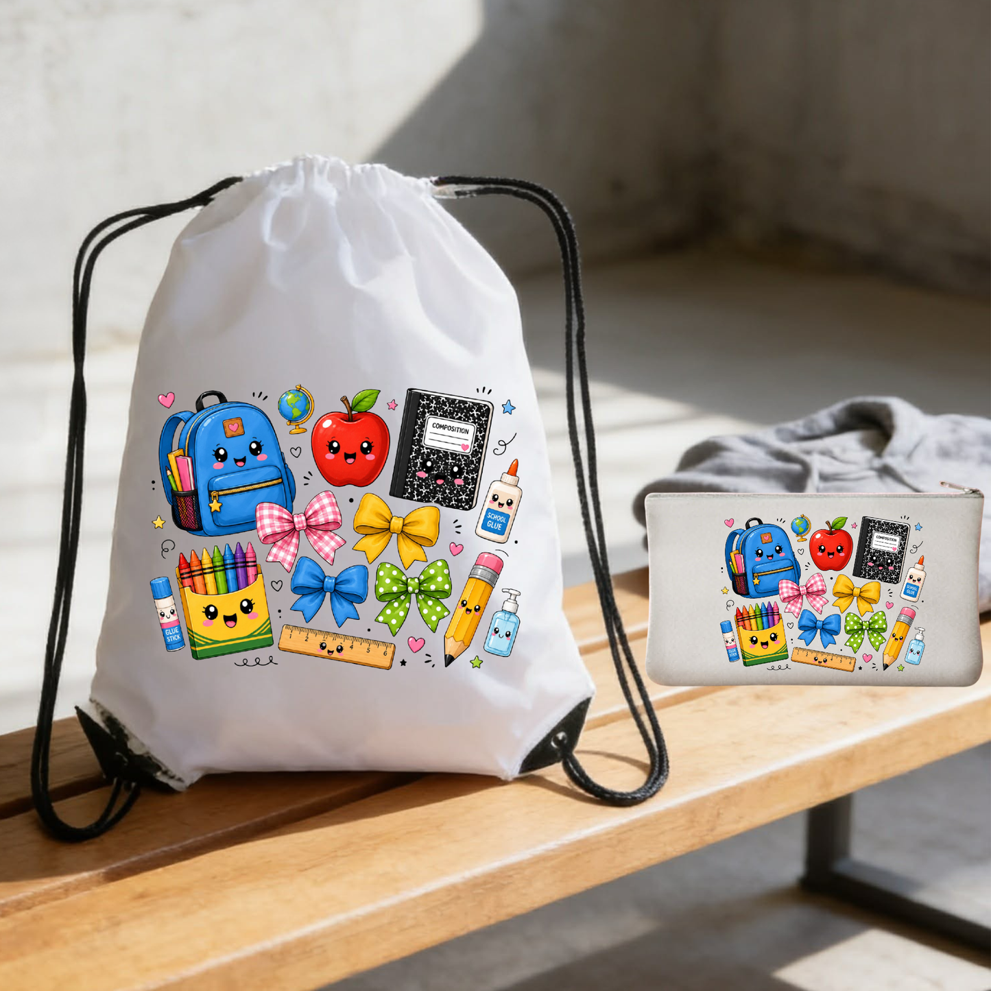 SmartyPants Back-to-School Duo: Drawstring Backpack & Pencil Pouch Set