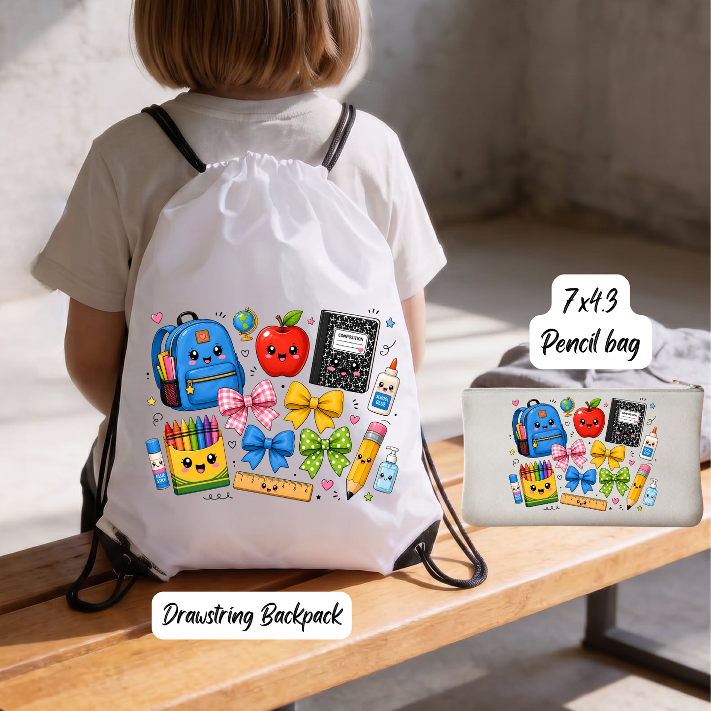 SmartyPants Back-to-School Duo: Drawstring Backpack & Pencil Pouch Set