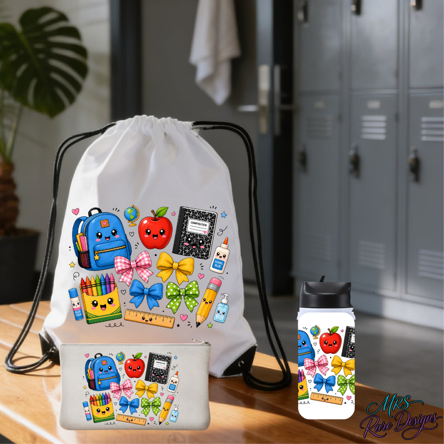 SmartyPants Ultimate Back-to-School 3-Piece Bundle: Drawstring Backpack, Pencil Pouch & 12oz Stainless Steel Tumbler