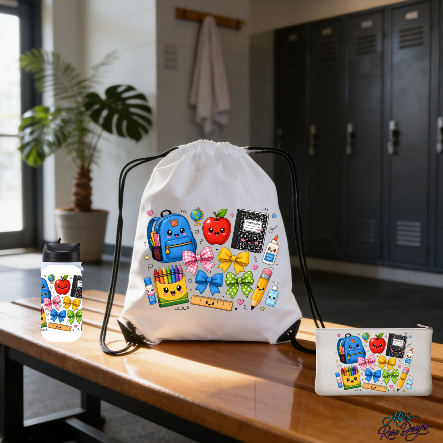 SmartyPants Ultimate Back-to-School 3-Piece Bundle: Drawstring Backpack, Pencil Pouch & 12oz Stainless Steel Tumbler
