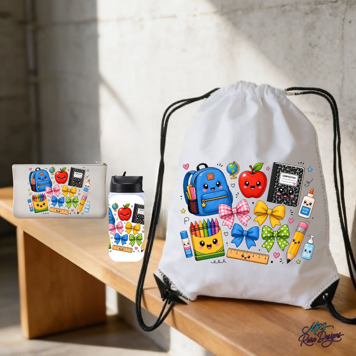 SmartyPants Ultimate Back-to-School 3-Piece Bundle: Drawstring Backpack, Pencil Pouch & 12oz Stainless Steel Tumbler