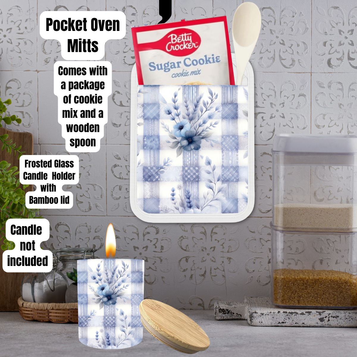 Blue Meadow Cottage Kitchen & Baking Comfort Gift Set (Individual or Full Bundle)