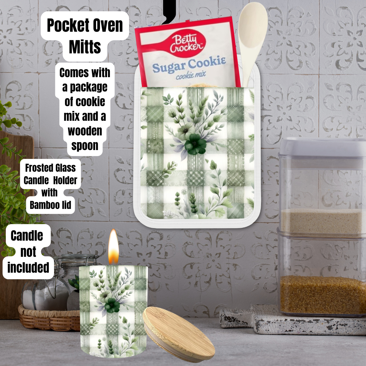 Sage Meadow Cottage Kitchen Baking & Candle Gift Set (Individual or Full Bundle)