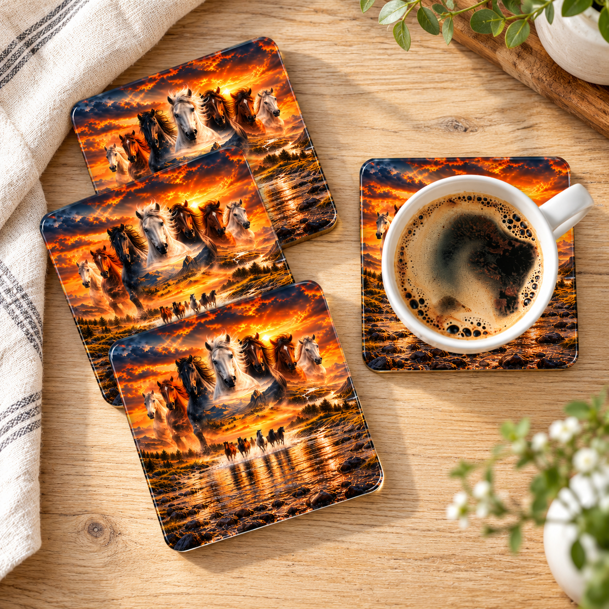 Wild & Free 3.94-inch Square Glass Coasters (Set of 4)
