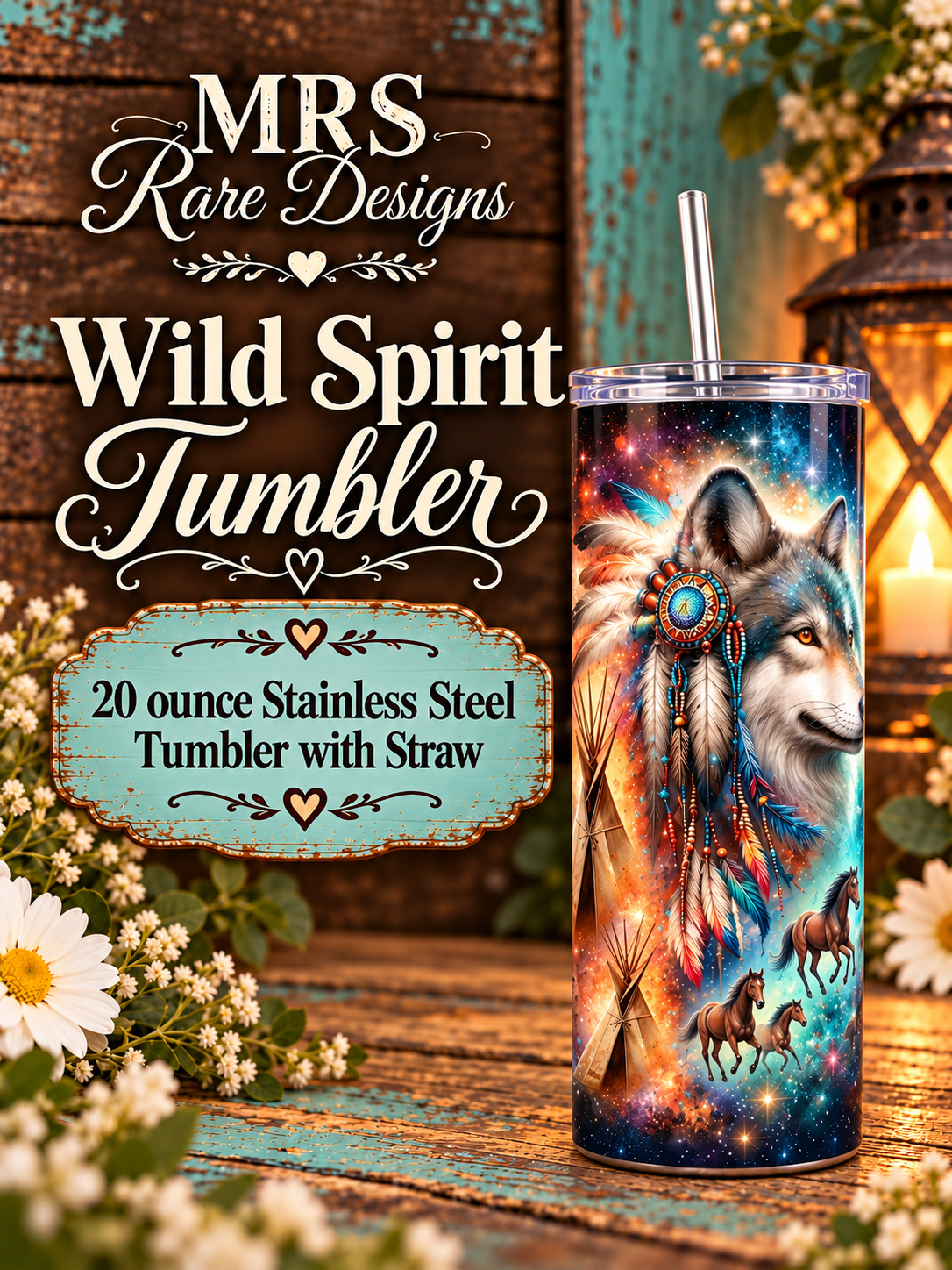 Wild Spirit Wolf 20-Ounce Stainless Steel Tumbler