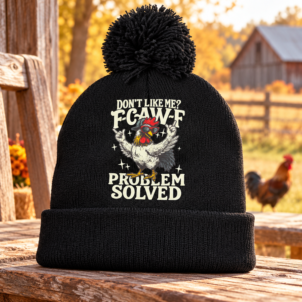 A Little Attitude, A Lot of Warmth Rooster Pom-Pom Beanie