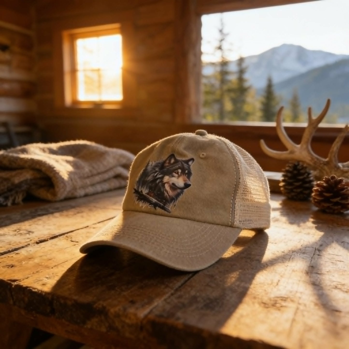 Lone Wolf Vintage Distressed Trucker Cap