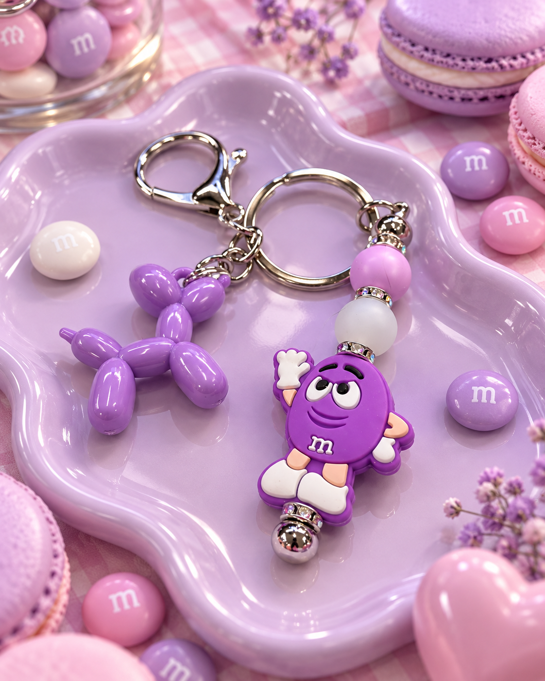 Lavender Luxe Candy Cutie Keychain with Balloon Dog Charm